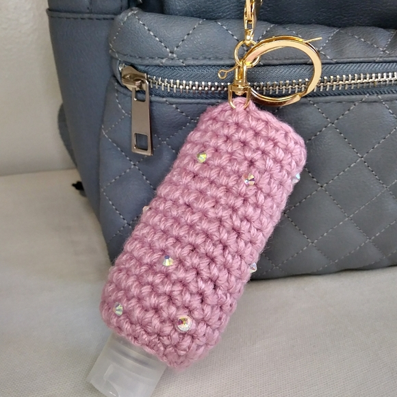 Crochet hand sanitizer bottle holder. body lotion bottle holder. keychain. Bag - Picture 7 of 10